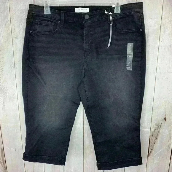 NWT LANE BRYANT Black/Gray Capri Jeans Size 20 - Picture 1 of 3